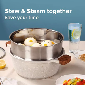 Casserole élégante antiadhésive avec surface revêtue de granit, corps en aluminium forgé durable, poignées latérales résistantes à la chaleur - Product Image 5