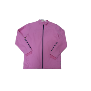 Pink Unisex Sporty <b>Racer</b> <b>Jacket</b> Zipper Closure Stand Collar Windproof Polyester Material Autumn Wear - Product Image 1