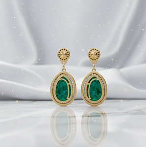 Boucles d'oreilles fantaisie vertes CZ les plus vendues, en argent sterling 925 plaqué or 18 carats, bijoux de déclaration pour soirée - Product Image 2