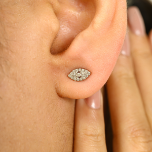 <b>Fine</b> Stud <b>Earrings</b> 14K Minimalist Marquise Diamond Everyday Studs - Product Image 3