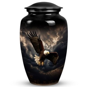 Two Piece Aluminum Urn for Human Ashes Adult Size - Separate Lid Metal Cremation Urn - Removable Cover <b>Memorial</b> <b>Vase</b> for Funeral - Product Image 3