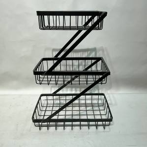 Support de rangement à 3 niveaux en fil métallique pour fruits, légumes et collations, idéal pour comptoir de cuisine et garde-manger - Product Image 2