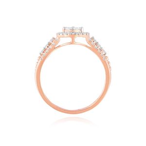 Rose Gold Diamond Halo Split Shank Engagement Ring - Product Image 2