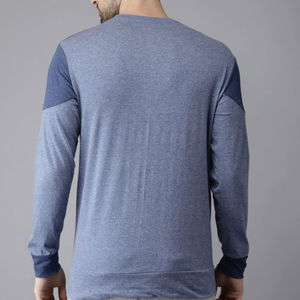 Camisa Casual de Manga Larga con Cuello en V para Hombre, Diseño Color Block, Tejido de Algodón Transpirable, para Otoño - Product Image 2