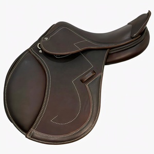 Selle d'obstacle anglaise en cuir marron personnalisée, avec arceau en bois, ajustement confortable et quincaillerie en laiton pour l'équitation et l'entraînement équestre - Product Image 1