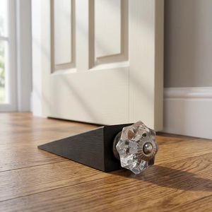 Butée de porte en bois, design fleur en cristal, fixation au sol, style minimaliste, durable, pour entrée - Product Image 1