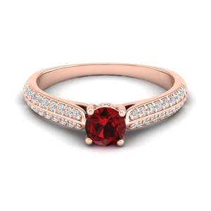 Anillo de Plata de Ley 925 con Granate de Corte Redondo de 0.5 Quilates, Venta Directa de Fábrica REYES, Certificado GRA, Joyería Fina con Moissanita - Product Image 1