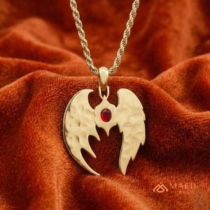 Gold <b>Angel</b> Devil Wing Moissanite Pendant Red Gem Hip Hop <b>Charm</b> Iced Out Bling Necklace Fashion Jewelry Gift - Product Image 3