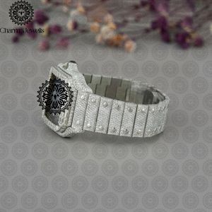 Montre de Luxe Charm Jewells en Acier Inoxydable, Boîtier 40mm, Verre Mécanique Lumineux, Style Hip Hop Élégant, Bracelet Unisexe 20mm, Étanchéité 10 Bar - Product Image 3