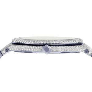Élégante montre pour homme en argent avec boîtier en cristal de saphir et moissanite, mouvement à quartz analogique ETA, fermoir caché, bracelet de 15 mm, étanche 10 m - Product Image 3