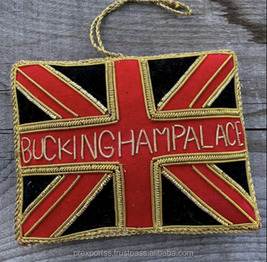 Adorno de Bandera Union Jack Bordado a Mano con Cuentas, Decoración Navideña Unisex de Moda Cristiana para Colgar en el Árbol de Navidad, Palacio de Buckingham - Product Image 1
