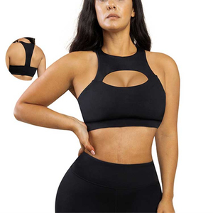 Soutien-gorge de sport rembourré pour filles, maintien moyen, écologique, séchage rapide, en Spandex/Coton, idéal pour la gym, l'entraînement, le yoga, la course à pied, le fitness, confortable - Product Image 1