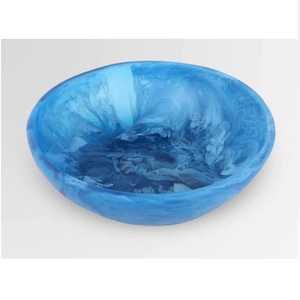 Bol à salade de luxe en résine rose, effet marbre, motif tourbillon aquatique, finition polie brillante, taille personnalisable, pour fêtes et maison - Product Image 3