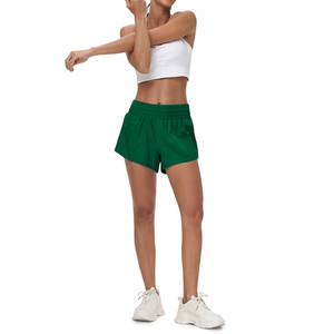 กางเกงขาสั้นออกกำลังกายสำหรับผู้หญิง เอวยางยืด แห้งเร็ว ระบายอากาศดี สีพื้น เอวสูง เหมาะสำหรับวิ่งและโยคะ - Product Image 5