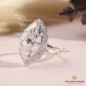 Bague de mariage élégante pour femme en or massif 14 carats avec diamant CVD de laboratoire de 5,00 carats taille marquise, couleur F, clarté VVS2, certifié IGI - Product Image 2