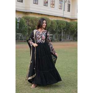 LIKSHA BLACK <b>COLOUR</b> PREMIUM READYMADE GOWN WITH DUPATTA <b>SET</b>-LC-1090 - Product Image 4