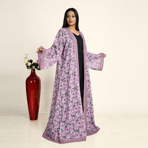 Abaya Larga de Gasa Estampada para Mujer, Estilo Cardigan Árabe Abierto por Delante, Moda Islámica, Atuendo de Oración, ODM, Ramadán - Product Image 2