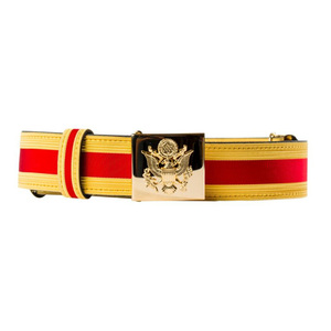 OEM Ceremonial <b>Belt</b> With Gold Metallic Trim <b>Red</b> Woven Webbing And Premium Decorative Buckle For Formal Uniform Accessories - Product Image 1