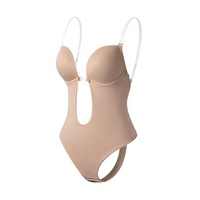 2026 Corset gainant intégral sexy en Spandex pour femme, soutien-gorge décolleté en V profond, culotte string, logo personnalisé, sous-vêtement push-up invisible amincissant en soie