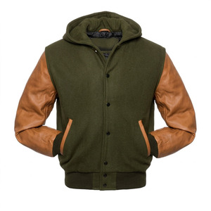 Vintage Customized Color Polyester/Cotton Sleeve <b>Baseball</b> <b>Bomber</b> <b>Jacket</b> Unisex Custom Front Embroidery Hooded Waterproof - Product Image 4