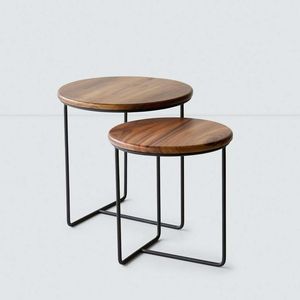Mesa Auxiliar Compacta con Tapa de Madera y Base de Hierro, Ideal para Espacios Pequeños, con Soporte Metálico Resistente y Diseño Funcional - Product Image 3