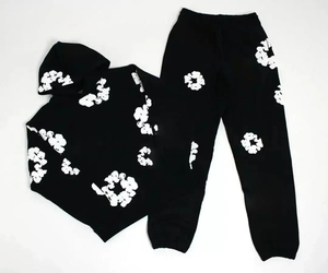 Ensemble de survêtement d'hiver pour homme en noir, 2 pièces, sweat-shirt à capuche, pantalon de jogging, coupe régulière, 100% coton molletonné, coupe-vent, respirant - Product Image 2