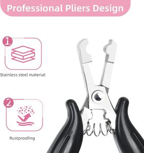 U Shape Hair <b>Extension</b> Pliers Stainless Steel 5.5 Inch Double Rubber Grip Micro <b>Beads</b> Closer Tool - Product Image 3