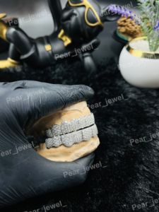 Ensemble de Grillz personnalisés en Moissanite VVS, en Argent Sterling 925, entièrement sertis, style Hip Hop, pour hommes - Product Image 4