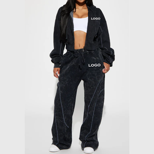 Conjunto de Sudadera Corta con Capucha y Pantalones de Chándal con Efecto Ácido para Mujer, de Fabricante - Product Image 5