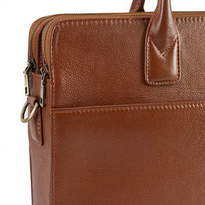Handmade Vintage Brown Leather Office Laptop Bag for Men with Zipper Closure and Premium Finish Custom Size Available - Product Image 4