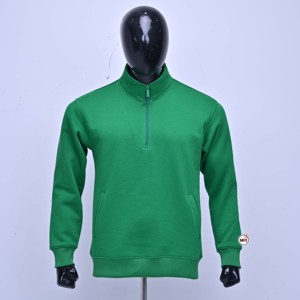 Sweat-shirt vert demi-zip pour homme, coupe classique, couleur unie, col montant, décontracté, en coton tricoté, idéal pour l'automne – Meilleures ventes - Product Image 1