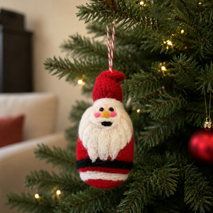 <b>Wool</b> Santa Claus Ornament Red White Knit Christmas Decoration Hanging Toy for Kids 3-6 Years Unisex - Product Image 1
