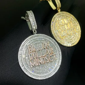 Colgante de un billón de dólares de plata de ley con circonitas cúbicas redondas pavé, cadena de eslabones, para hombre, estilo hip hop, joyería de moda para fiesta, regalo, amuleto de dinero, bling - Product Image 2
