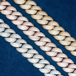 Nouvelle arrivée 20mm Moissanite Diamants Cloutés Cubain Link Two Tone Chain Iced Out Rapper Chain à des prix raisonnables - Product Image 6