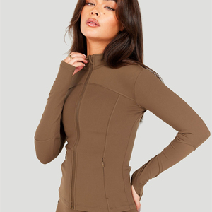 Sweat-shirt zippé à col montant pour femme, coupe ajustée, manches longues, haute qualité, vente en gros personnalisée - Product Image 5