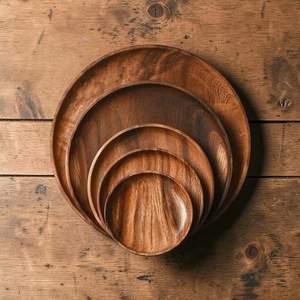 Plato de Madera de Acacia Hecho a Mano, Plato Rústico de Madera para Servir y Comer - Product Image 3