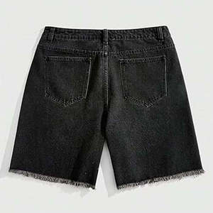 Shorts en jean déchirés pour femmes, coupe décontractée, ourlet brut, été, respirant, séchage rapide, 100% coton, fabrication OEM - Product Image 2