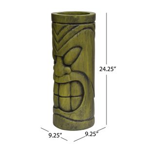 Statua in pietra con finitura verde antico vaso decorativo per piante facciali - Product Image 5