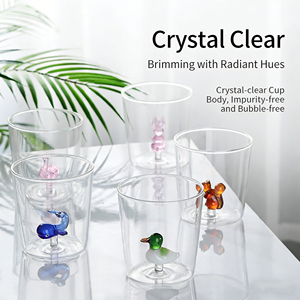 Gobelet en verre simple et mignon en forme de dessin animé 3D pour la maison, à paroi simple, pour jus et boissons froides, en verre borosilicate de haute qualité - Product Image 2