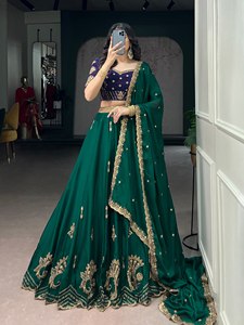 Lehenga Choli Morado Suave Más Vendido - Ropa Lista para Usar para Bodas y Eventos para Niñas y Mujeres - Product Image 5