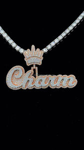 เครื่องประดับยอดนิยมฮิปฮอปประกาย3D เย็นสองโทนสีโรสโกลด์และเงิน VVS เพชรโมอิสซาไนท์จี้ชื่อตัวอักษร - Product Image 2