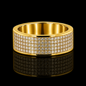 Gold Lab Grown Round Brilliant Cut Diamond Luxury 9-22KT IGI Certified Wide Band Pav <b>Mens</b> Statement <b>Ring</b> for Party Gift - Product Image 3