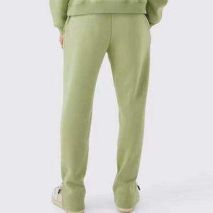 Ensemble sweat à capuche et jogging pour homme, couleur unie, polaire, coupe oversize, décontracté, pour l'automne, vert clair, deux pièces - Product Image 3
