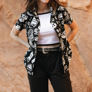 Camisa Hawaiana Personalizada, Casual, con Estampado DTG, Blusa de Verano, Nueva, Ligera, Tipo Cárdigan, Holgada, de Manga Corta para Mujer - Product Image 1