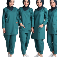 Unisex Tıbbi Forma Takımı Uzun Kollu Üniforma İki Cepli Üst Pantolon Hastane Klinik İş Kıyafeti Dokuma Polyester/Pamuk Yumuşak Baskılı
