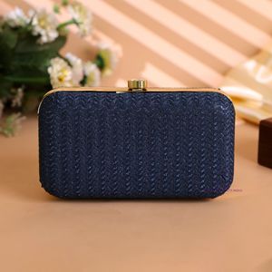 New arrival Sparkle <b>Navy</b> Evening Ladies Clutch Bag Beautiful Embroidered Floral Clutch Bag With Chain Strap for Wedding Gift - Product Image 1