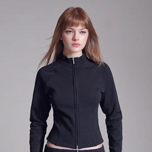 <span class=keywords><strong>Cardigan</strong></span> Rétro Femme Automne 2025 à Col Montant et Fermeture Éclair, Style Européen et Américain <span class=keywords><strong>Lulu</strong></span>, Semelle Respirante Imprimée Effet Mousse - Product Image 1