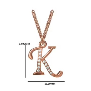 Pendentif de luxe en argent 925 avec lettre K en forme de rose et sertissage en moissanite, breloque classique à thème, unisexe, pour usage quotidien - Product Image 1