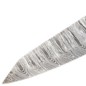 Cuchillo de Cocina con Patrón Damasco Plateado, Mango Geométrico de Marfil Negro con Detalles Multicolor, Hoja Afilada para Cortar Carne - Product Image 3