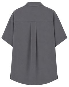 Customized Gray Oversized Casual Men <b>Shirt</b> <b>Half</b> Sleeve Cuban Collar <b>Button</b> Up Loose Fit Summer Streetwear Fashion Top Wear <b>Shirt</b> - Product Image 2